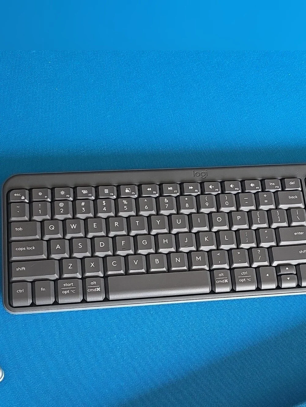 Logi Slim Wireless Keyboard in Dark Gray — Full-Size Quiet Typing